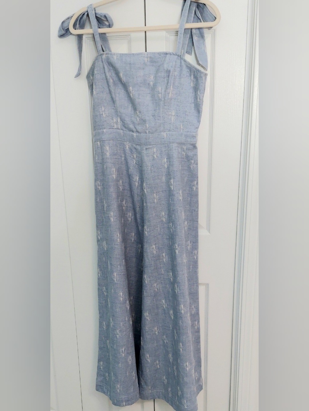 Hunter Bell Jumpsuit, Size 2, Light Blue, Denim, Wide Leg, Ikat Pattern — image 4 of 8